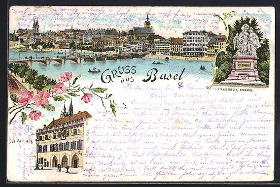 Cartoline postali: Litho Basel, Teilansicht mit Brücke, Ra – Usato da Berlin venduto da bartko-reher