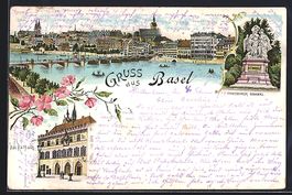 Litho Basel, Teilansicht mit Brücke, Ra