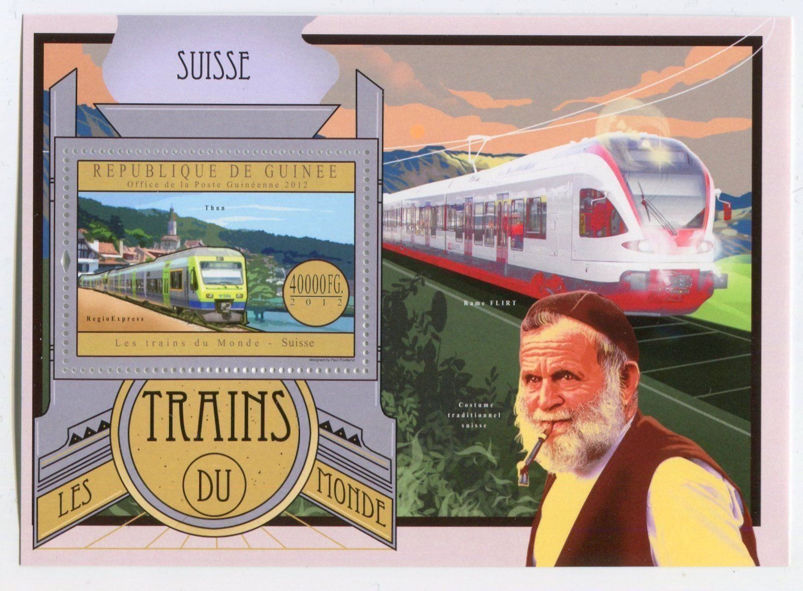 Alle Briefmarken: Block "Eisenbahn. Schweiz. Thun". Guinea – Neu und originalverpackt aus Basel von Butsch5