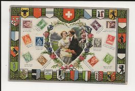 AK 1920 Briefmarken Sprache 😍 Schweiz