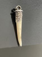 Vintage 800 Silber Anhänger Horn/Zahn Amulet Boho Antik