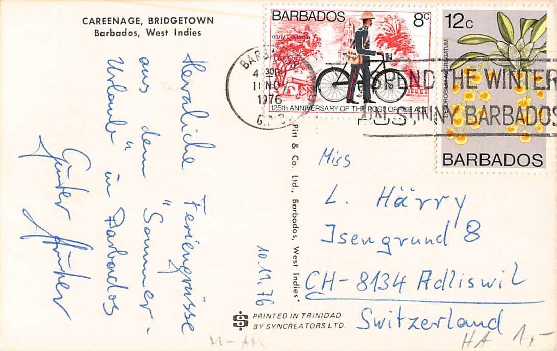 Ansichtskarten: EXOTISCHE Ansichtskarten: 3x BARBADOS - in die Schweiz – Gebraucht aus Lufingen von TopAnsichtskarten 1