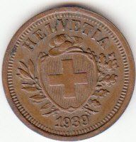 Toutes les monnaies: 1 Rappen 1939 vz+ **RAR** – D'occasion à Gossau SG par Gallus00