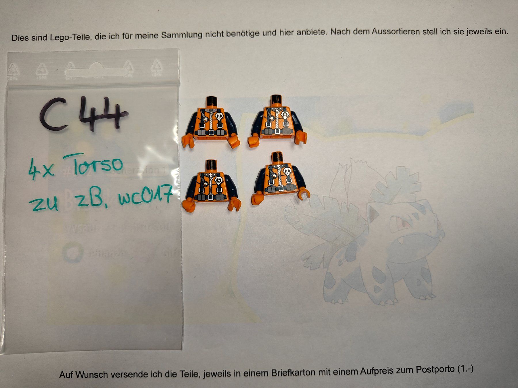 Lego Kit di costruzioni: Legofigur  4  Torso  zu Figur  wc017  /C44 – Usato da St. Gallen venduto da Bisaknosp