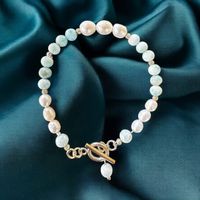 Larimar & Barock und Süsswasser Perlen Armband 