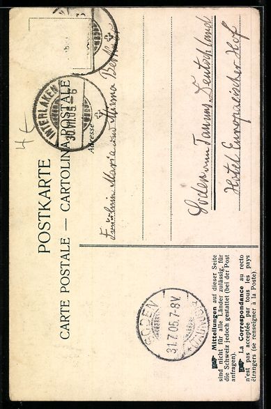 Cartoline postali: Litho Interlaken, Ortsansicht mit Jungfr – Usato da Berlin venduto da bartko-reher 1