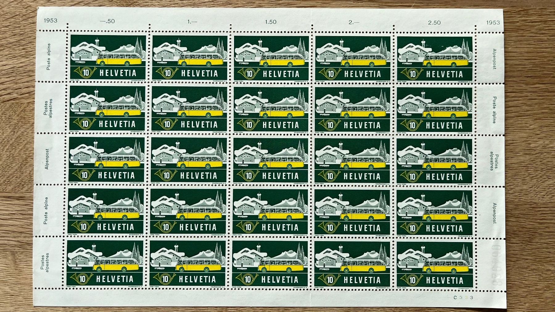 Tutti i francobolli: Bogensatz Alpenpost/Poste alpine 1953 – Nuovo (secondo la descrizione) da Gland venduto da Gland-.-