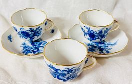 Meissen Mokkatassen Handbemalt in Kobaltblau ca. 1850–1880