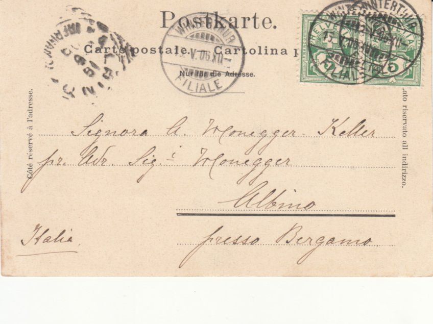 Cartoline postali: Winterthur Walke Weiher 1906 – Usato da Bürglen TG venduto da StampGraf 1