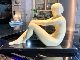 ART DECO SKULPTUR FRAUAKT KERAMIK FRANKREICH UM 1930,GEMARKT