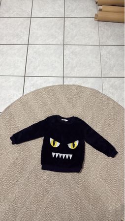 Monster Black Fleece Sweatshirt for Spooky Season,Size98/104