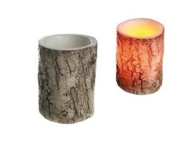 LED-Kerze Baumstamm Flackerlicht