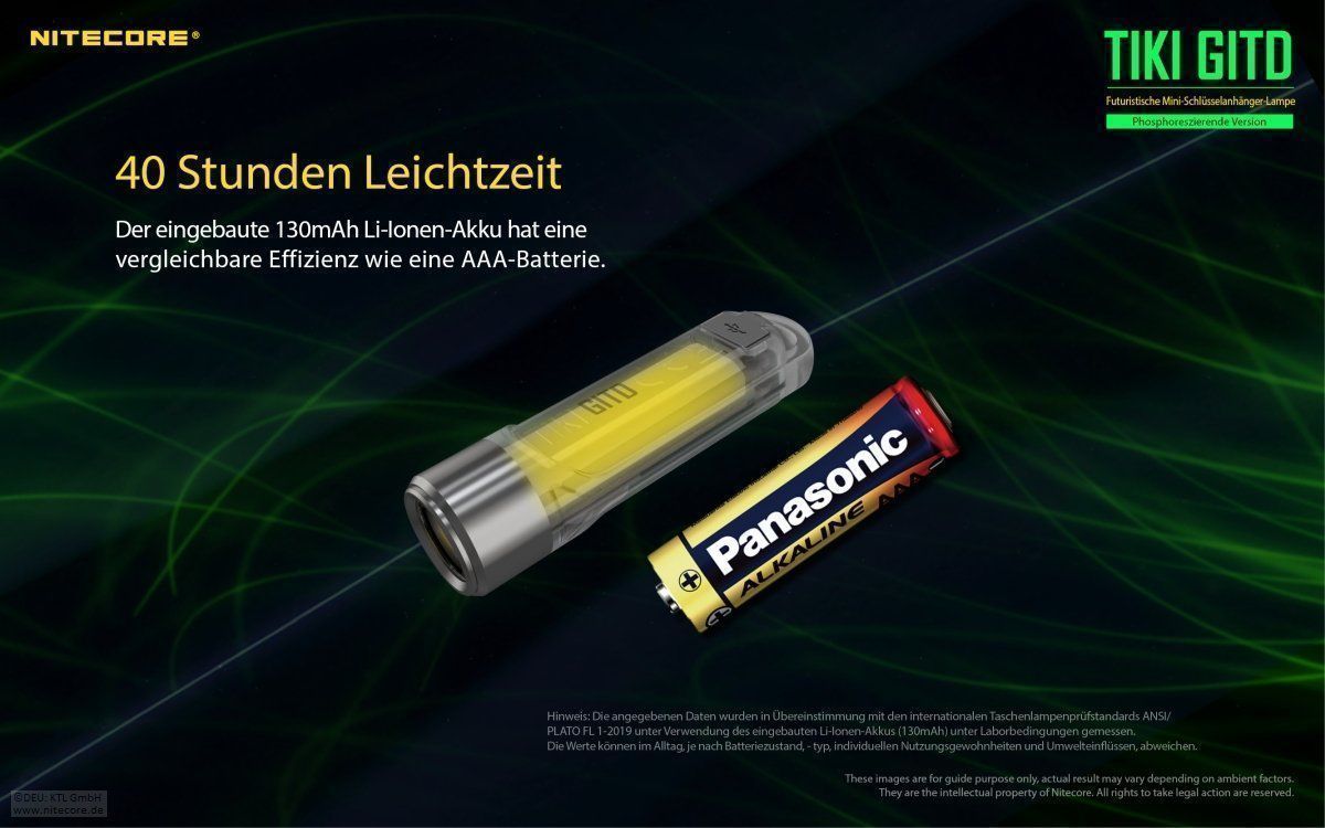 NiteCore Lampade: Nitecore TIKI GITD - Glow in the dark – Nuovo e nell'imballaggio originale da Grüningen venduto da Prolumin 6