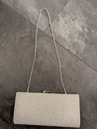 Clutch Tasche Jake's silber mit Strass guter Zustand