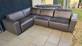 Garten-Loungesofa Ecksofa Kunstleder braun 280x200