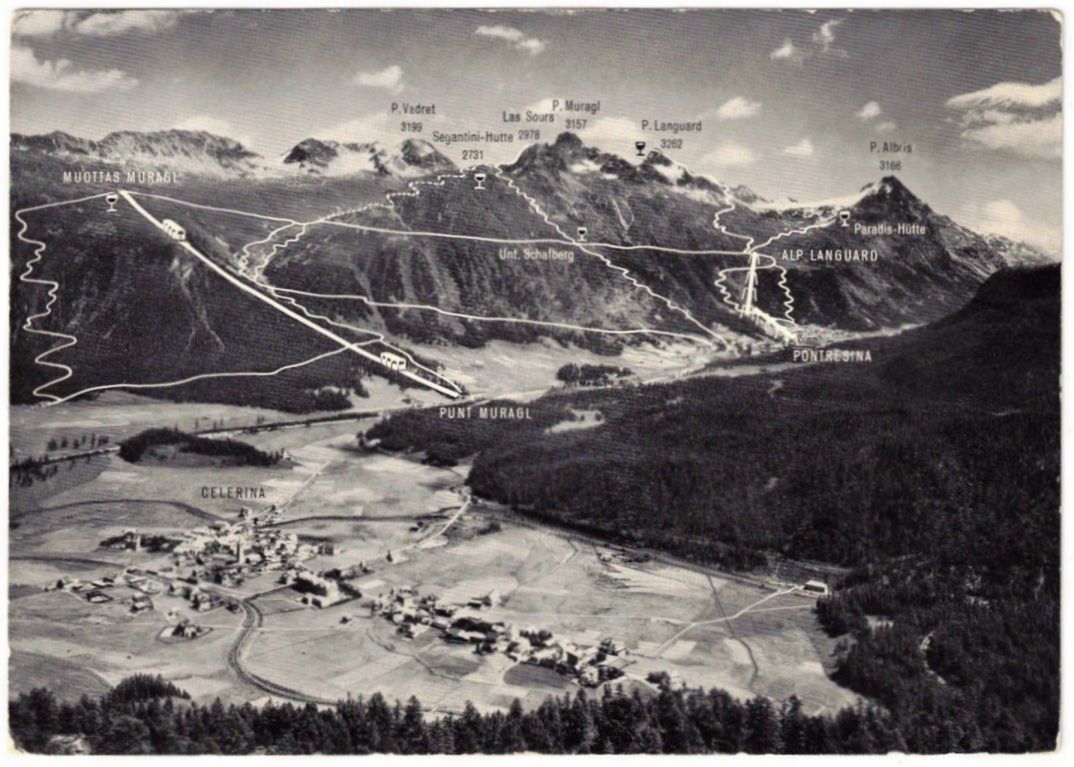 Cartes postales: St. Moritz - Standseilbahn Muottas Muragl Wanderweg-Plan – D'occasion à Binningen par Mountainrider