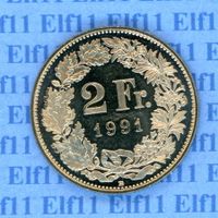 CHF___2.00 1991 stgl *nigelnagelneu! 2 Franken