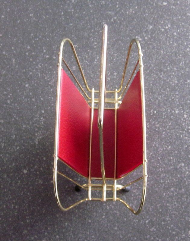 Altro in Stoviglie & Bicchieri: Mid Century Serviettenhalter Briefhalter, Messing, Leder rot – Usato da Bischofszell venduto da raika 2
