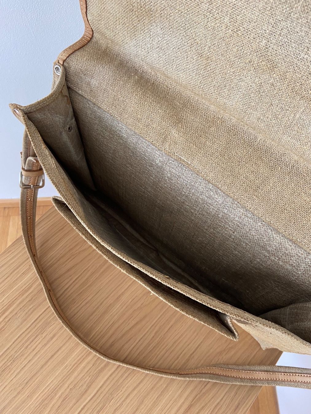 Borse: Leinen Ledertasche mit Umhängegurt – Usato da Zürich venduto da enjoyxvintage 5