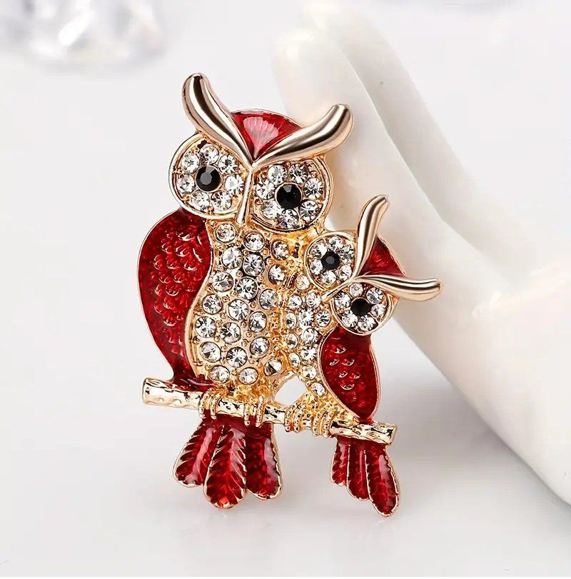 Spille & Fermagli: Funkelnde Eulen-Brosche mit Strasssteinen 🦉 – Nuovo e nell'imballaggio originale da Glattbrugg venduto da majuska01 1