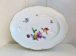 MEISSEN – Grosse Fleischplatte, Ozier, Blumen/Insekten
