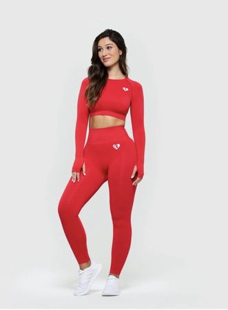 Sport Crop Top langarm rot nahtlos