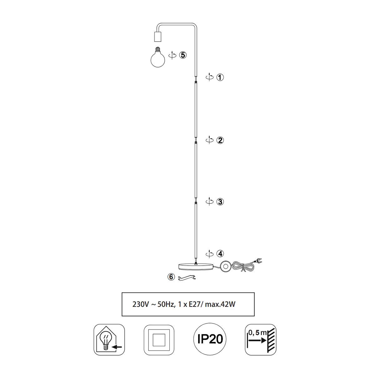 Lampen: Stehleuchte, Schwarz, 149 cm Höhe, IP20 – Neu (gemäss Beschreibung) aus Kreuzlingen von Smart-Light 4