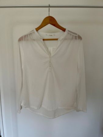 Damen Bluse Weiss Gr. S – elegante leichte Bluse mit Knöpfen