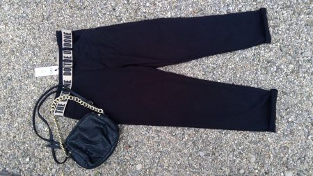 Pantalon noir + Ceinture beige TODAY, taille (82cm), NEUF
