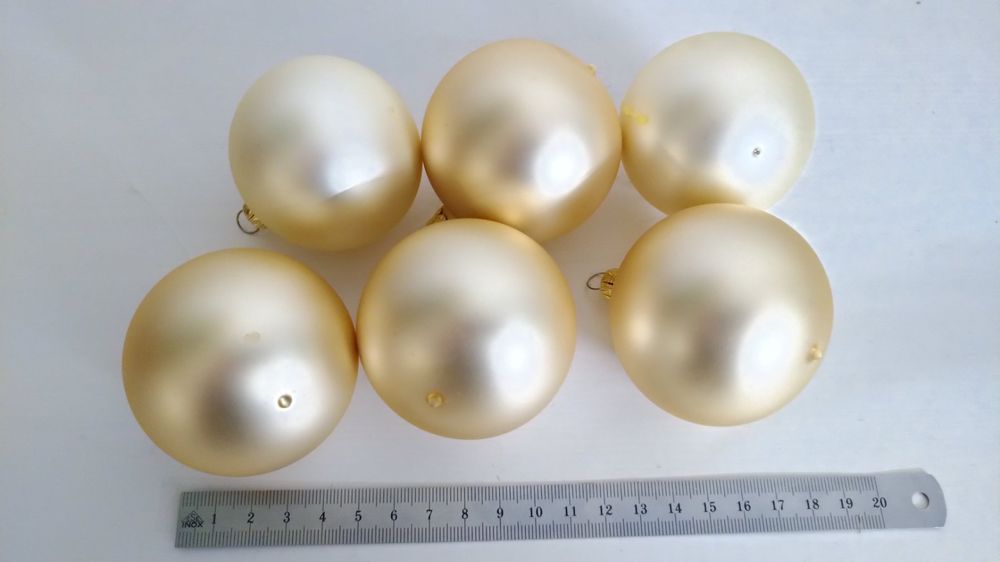 6 Weihnachtskugeln, beige, matt, Weihnachtsschmuck, Deko Kaufen auf