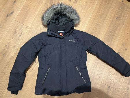 Columbia Winterjacke schwarz mit Kapuze und Kunstfell