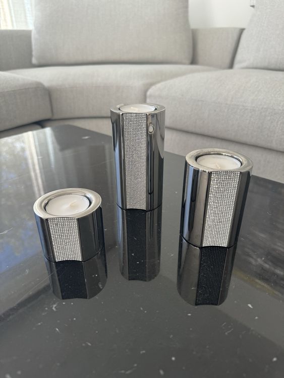 Glas Kerzenhalter 3er Set Klar - Tischdekoration Für Wohnzimmer, Hochzeit & Weihnachten