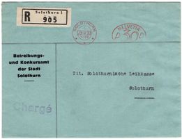 HASLER Oval-Freistempel von SOLOTHURN auf Orts-Chargé