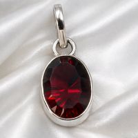 Granat Anhänger Silber 925 Sterlingsilber Cutstone Oval rot