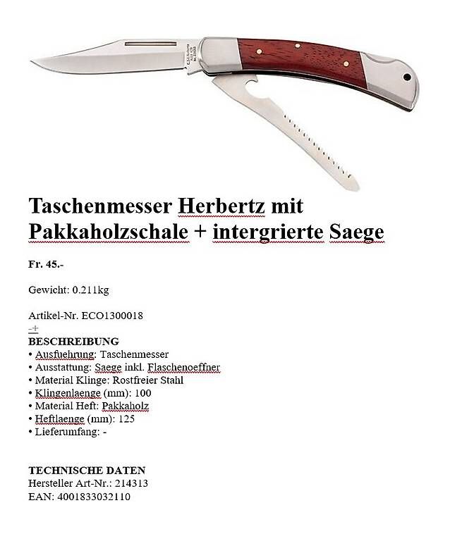 Herbertz Coltelli tascabile: Taschenmesser Herbertz mit Pakkaholzschale – Nuovo (secondo la descrizione) da Winterthur venduto da BON11 4