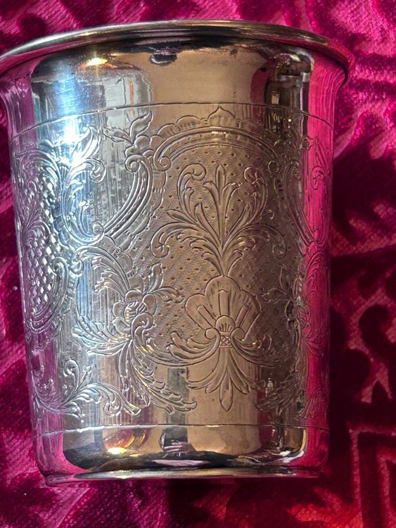 JOLIE GOBELET A EAU EN ARGENT ANCIENNE ET PLAQUE OR (Neu (gemäss