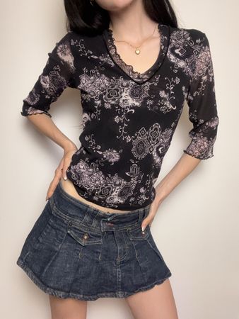 vintage graphic y2k mesh top