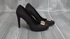 🆕️ Estrada Pumps - 36 - Schwarz mit Schmuckbrosche