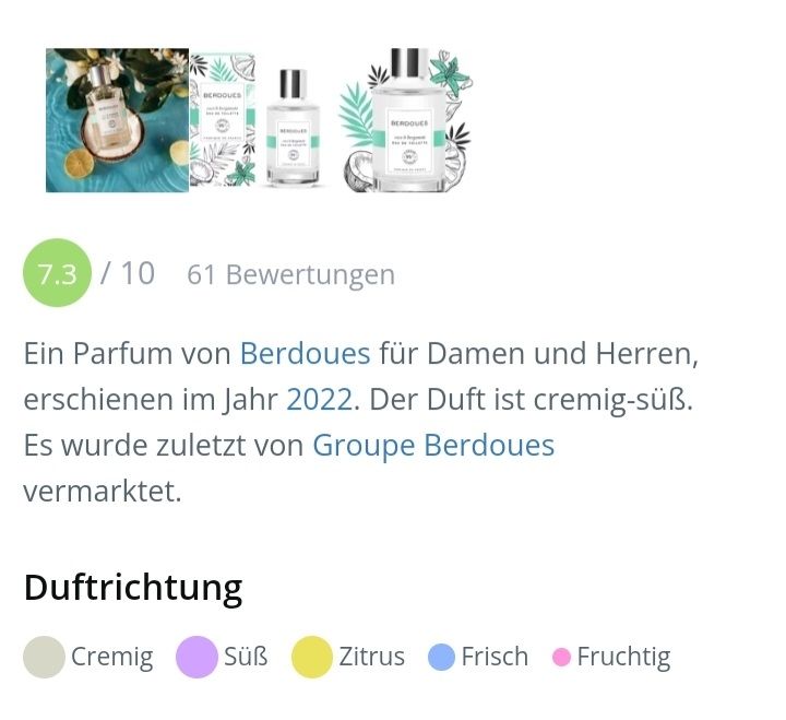 Parfums & Eau de Toilette: 5 ml COCO & BERGAMOT BERDOUES ABFÜLLUNG – Neuf (Voir description) à St. Gallen par CaliSunshine 3