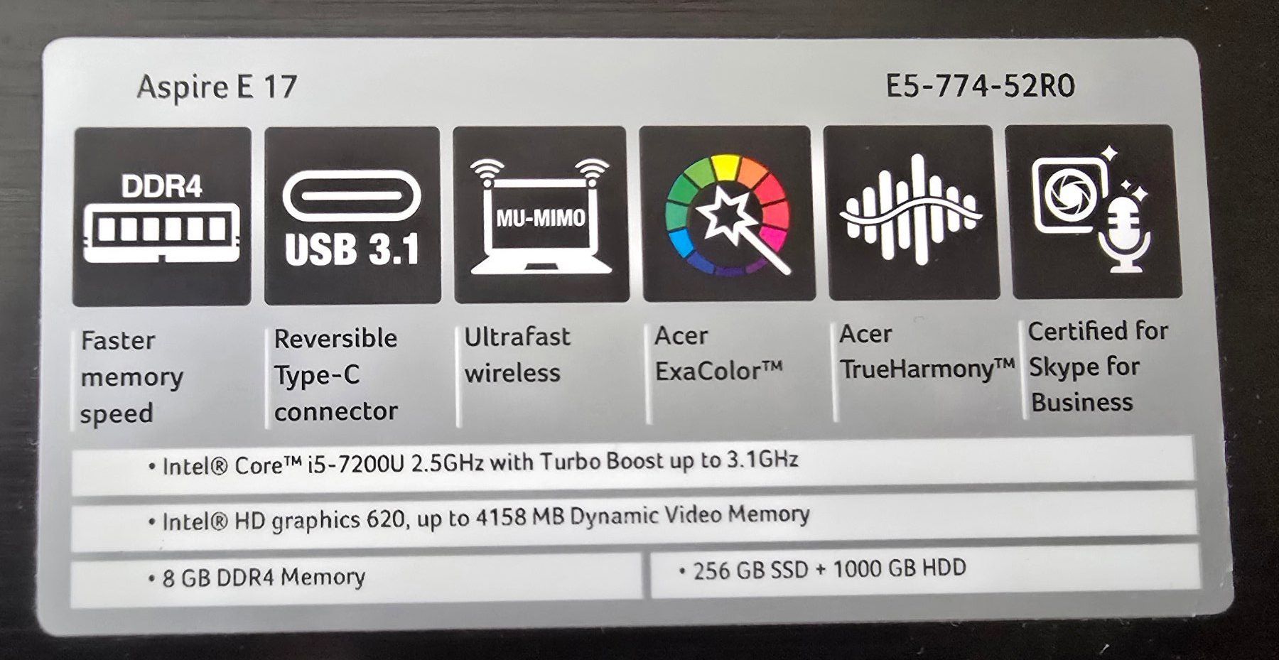 Acer Notebooks: ACER E17 - E5-774-52R0 – Gebraucht aus Lyss von Mixbox 1