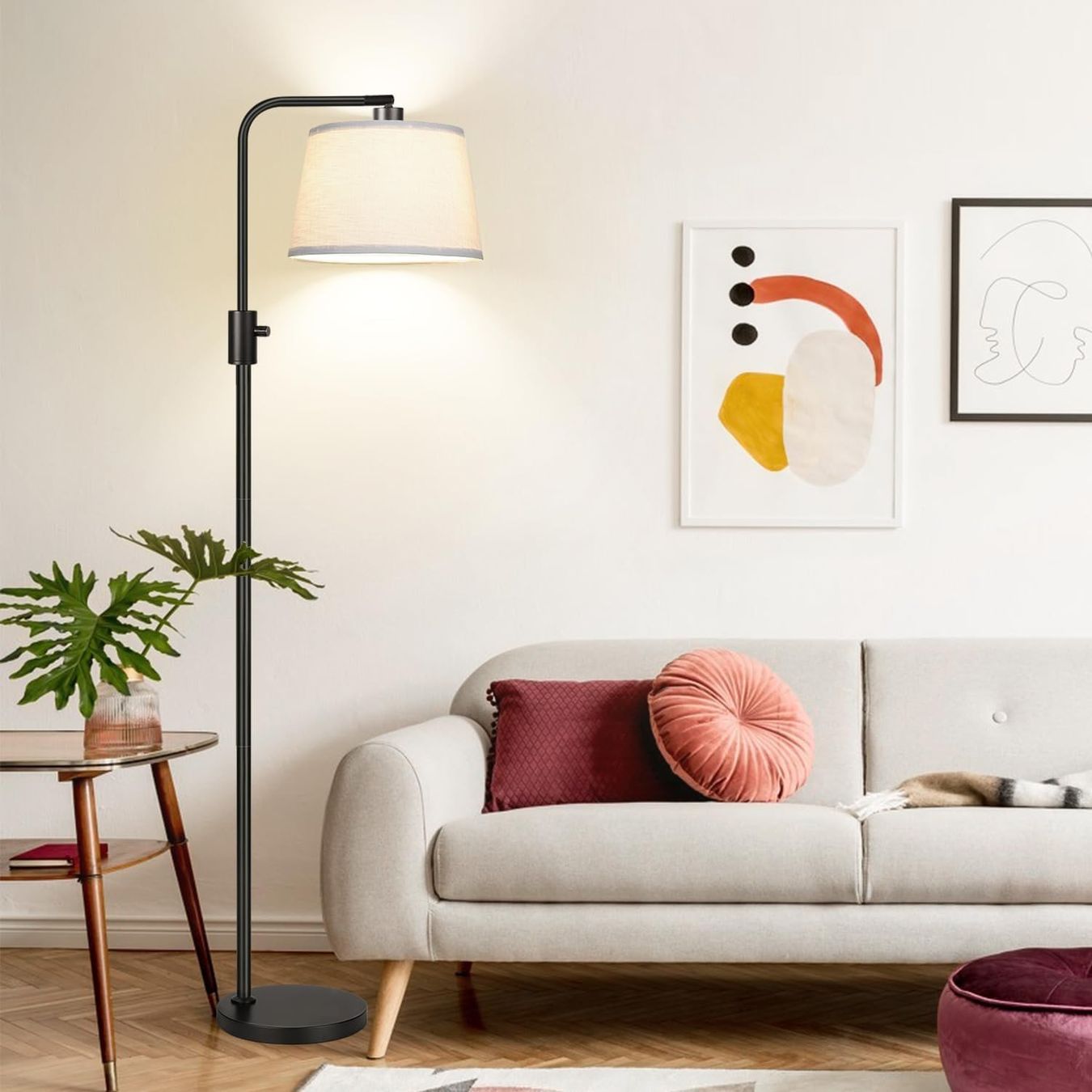 Lampen: Stehlampe dimmbar Wohnzimmer LED Bogenlampe 165 cm E27 Stoff – Neu und originalverpackt aus Genève von Anna-38 5
