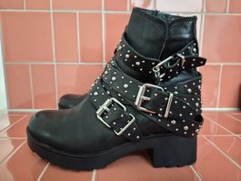 Biker Leder Stiefeletten von Zign Gr 37