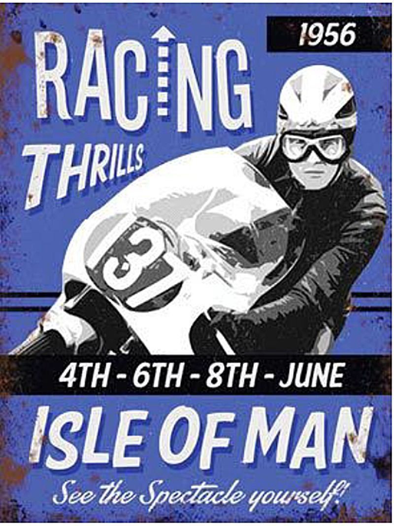 Insegne: Rusty Blechschild-RACING THRILLS-ISLE OF – Nuovo e nell'imballaggio originale da Rupperswil venduto da big-one-sale
