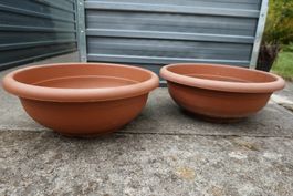2x Blumentopf Blumenschale Pflanztopf braun - guter Zustand