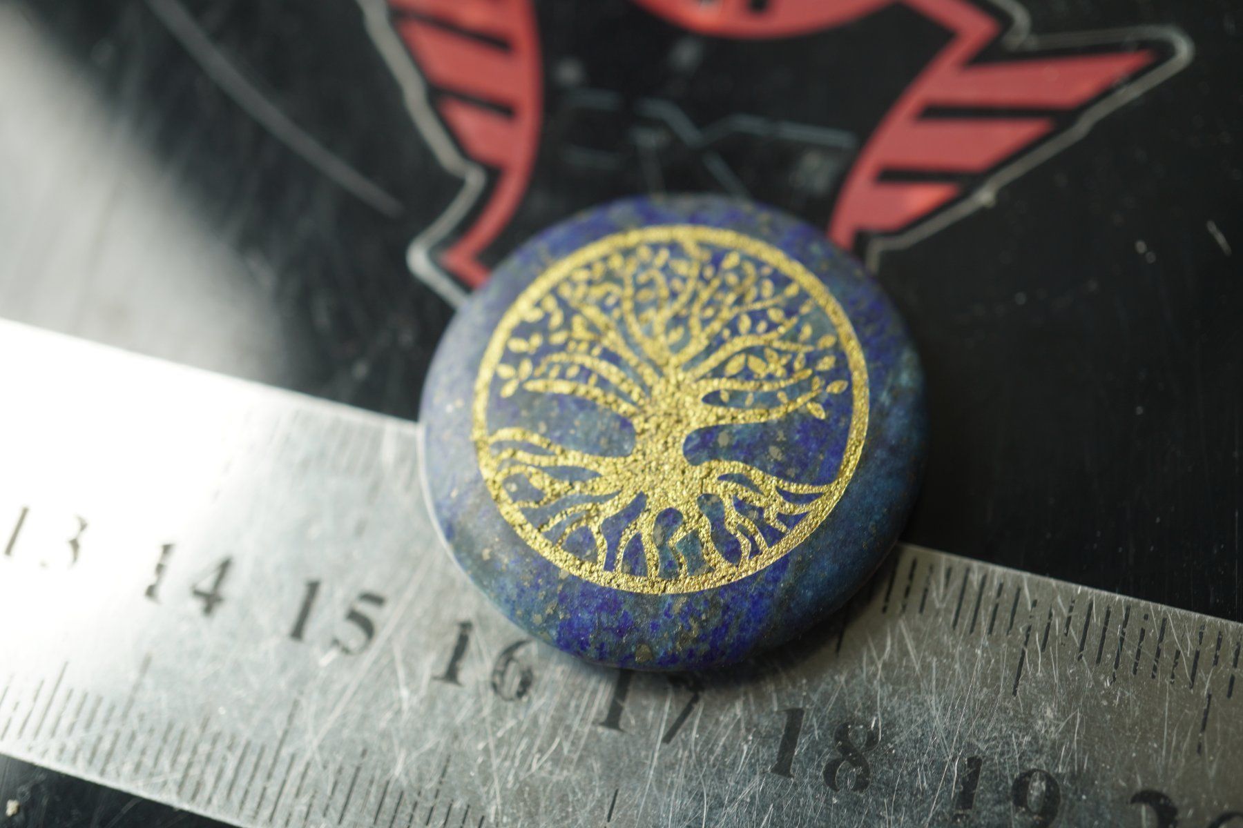 Minerali & Pietre curative: Lapis  Disc 30x6mm "Baum des Lebens" inkl porto – Nuovo e nell'imballaggio originale da Eschenbach SG venduto da topstone 2