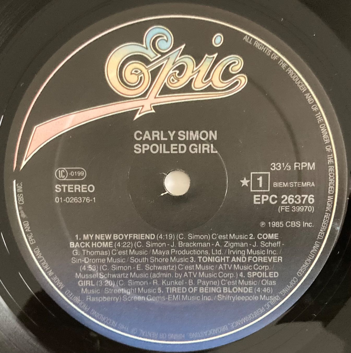 Schallplatten: CARLY SIMON - SPOILED GIRL – Gebraucht aus Poliez-Pittet von Newtown-Records 3