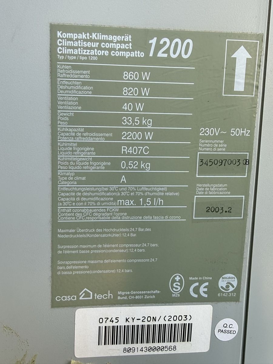 Klimageräte: CASATECH mobiles Klimagerät Klimaanlage  – Gebraucht aus Konolfingen von petzipetz 4