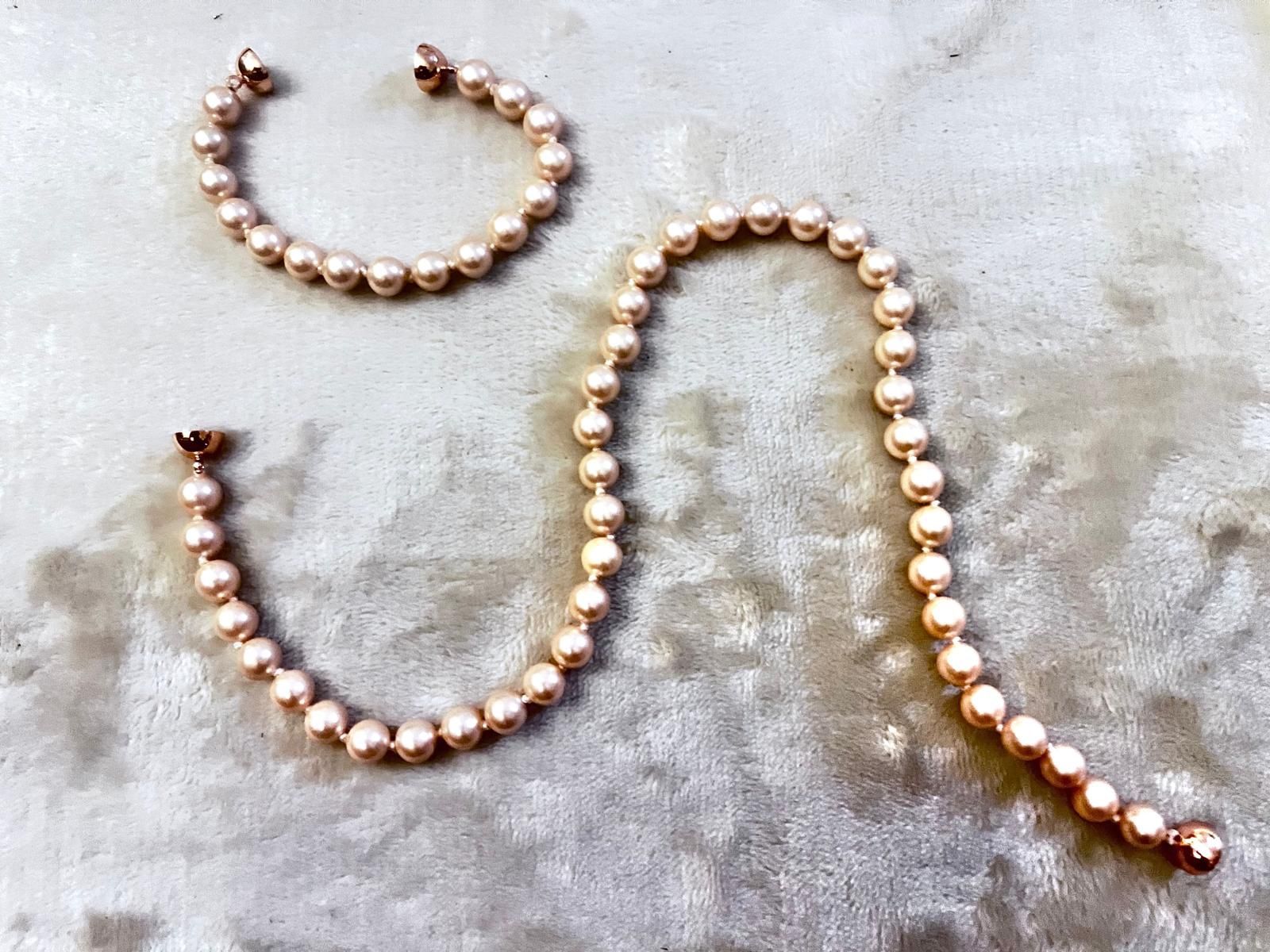 Perlen (unechte): Perlmutt Muschelkernperlenkette und Armband – Gebraucht aus Zürich von Abi220322 3