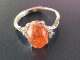 Wunderschöner Sonnenstein Ring, Silber 925 verstellbar