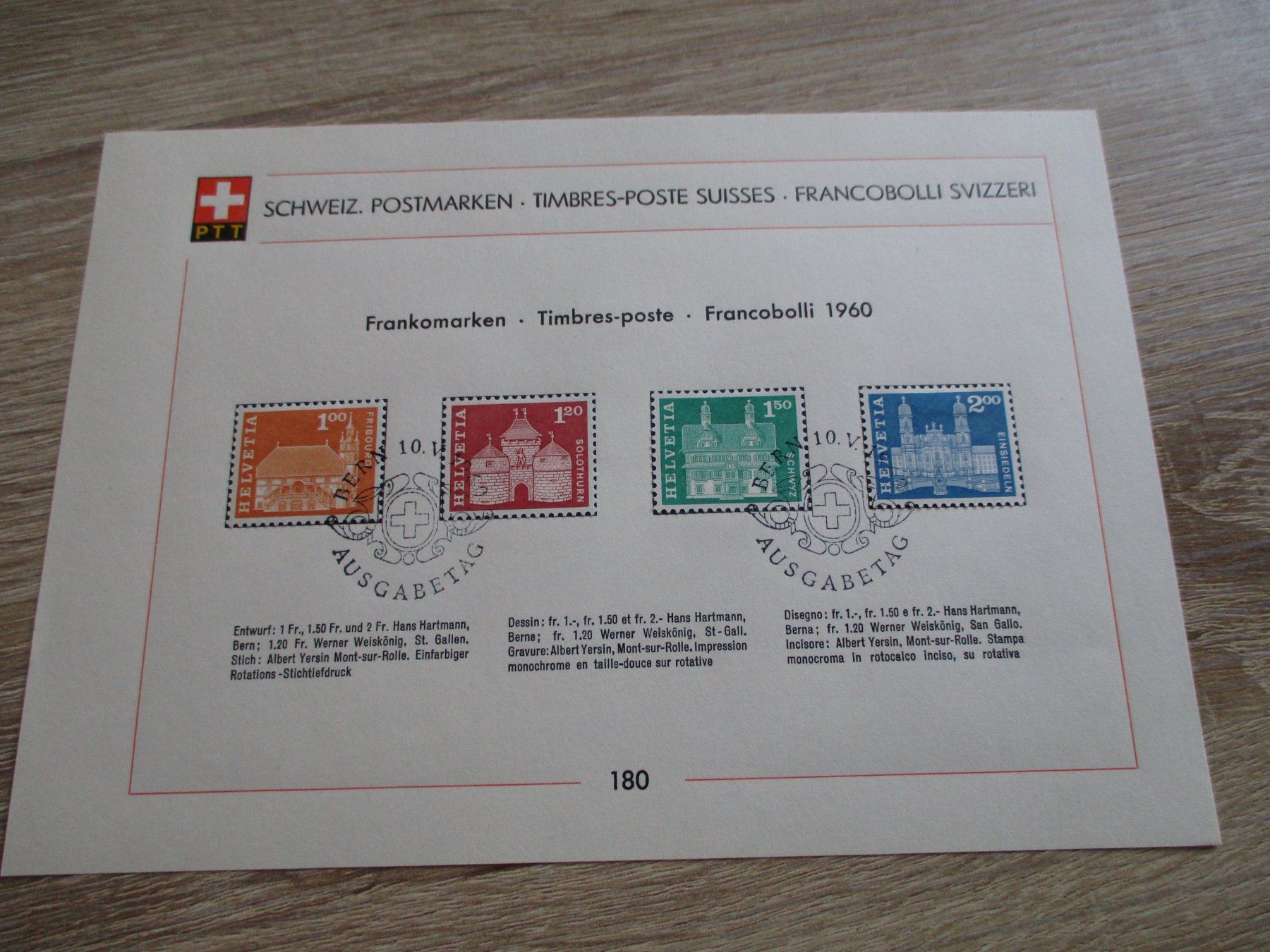 Alle Briefmarken: Feuille de collection n° 177 - 180  250.-- – Gebraucht aus Boécourt von Denteles66 3